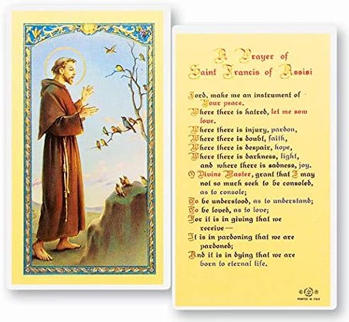 Свети Френсис од Асиси молитва за мир ламинирани свети картички