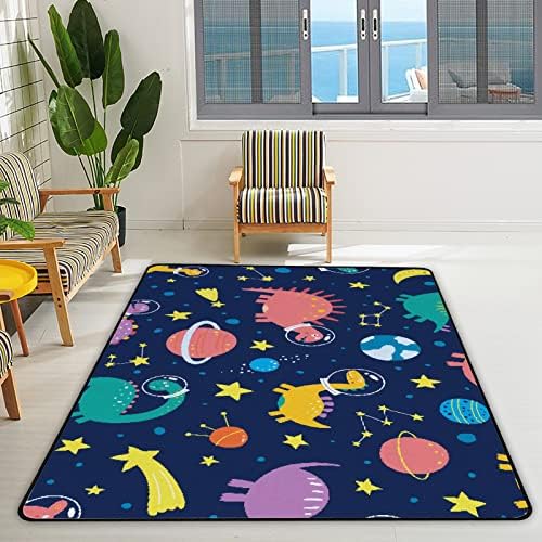 Xollar 60 x 39 во големи килими за деца, смешни диносауруси во вселената мека расадник бебе плејматски килим за детска соба за играње дневна