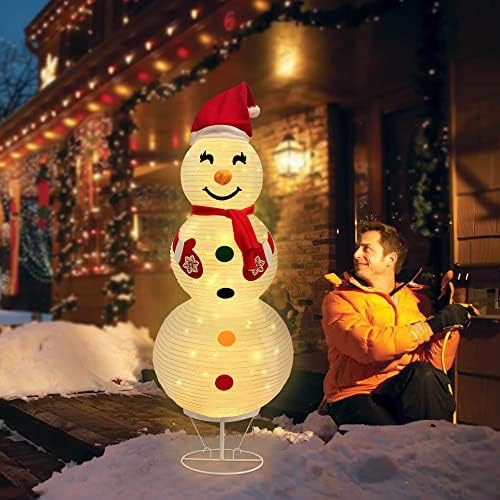 Maqiauly 4.1ft Божиќни украси на отворено Снежен човек осветлен, склопувачки декор на тремот со LED светлосна лента, XMAS Holiday Dation