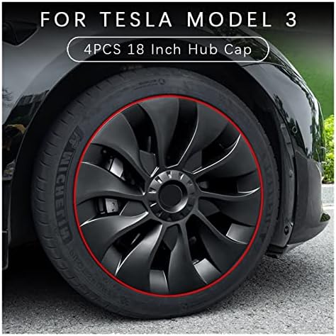 CXSDCQQ Компатибилен Tesla Model 3 18 инчен перформанси HUBCAP 4PCS HUBCAP 2018-2021 2022 Автомобилска целосна покриеност HUBCAP