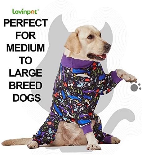 Ловинпет големи пижами на големи кучиња - Пост -операција за големи раси на кучиња, рефлексивни ленти, лесен здив затегнати плетени,