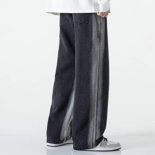 Miashui Jean Slim Fit for Men Mensесен зимски случајни панталони панталони со џебни модни долги панталони мажи се протегаат Jeanан