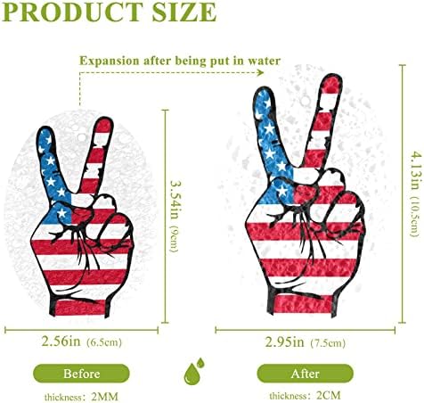 Алаза Мир гест САД Американско знаме природно сунѓери кујнски целулоза сунѓер за садови миење на бања и чистење на домаќинства, не-крик и