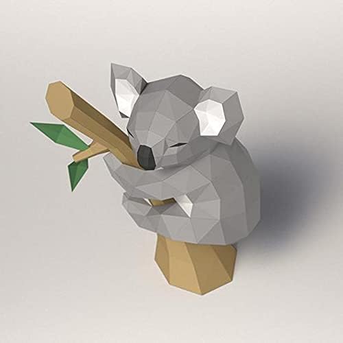 Wll-dp мала коала на дрвото DIY хартија хартија хартија скулптура рачно изработена ороми загатка 3Д модел на хартија уметност домашна декорација геометриска хартија з?