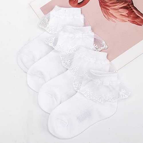Замачкање 4 пара дете бебе девојки чипка принцеза чорапи памук разгалени цврсти чорапи на глуждот
