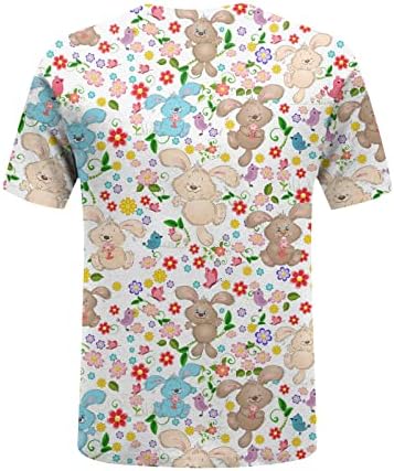 Велигденски кошули за жени o вратот маички лабави трендовски кошула Туника маички симпатични зајаче графички кратки ракави врвови блуза