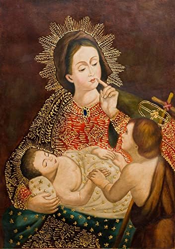 Новика мултиконорна христијанска колонијална реплика слика од Перу „Пресвета дама на тишина“