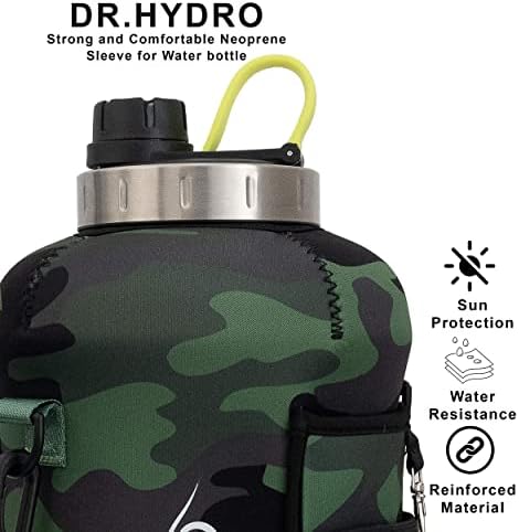 Д-р Хидро 3.2L галон шише со вода со изолиран ракав за складирање и силиконска рачка- БПА БЕСПЛАТНО големо шише со вода/100 унца големо