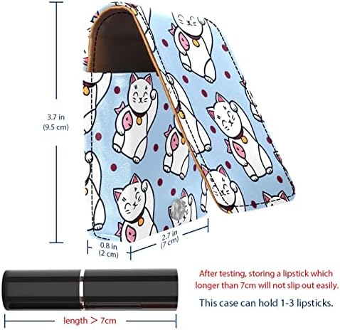 Симпатична Јапонија Цртан Филм Среќни Мачки Риба Сина Мини Шминка Чанта Држач За Кармин Торба За Чување Балсам За Усни Торбички За Усни За
