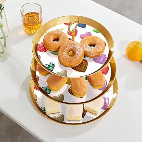 3 нивоа десерт штанд со кекс овошна плоча пластична служба на приказ на екранот за свадба роденден за бебиња туш чај забава, за