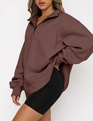 Улекуке женски преголем половина поштенски пуловер четвртина од поштенски качулка со долги ракави со долги ракави за џемпери тинејџерки трендовски