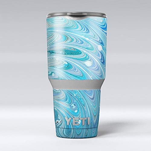 Дизајн Скинц Мешано сино масло - Комплет за винил за завиткување на кожата, компатибилен со чашите за ладење на ладилникот Јети Рамблер