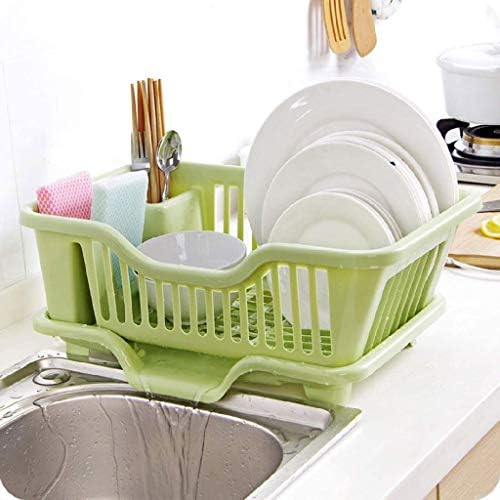 Jahh Пластично решетка за садови со повеќе функции за складирање на садови со табла за одвод и држач за организатор на кујна за куќи
