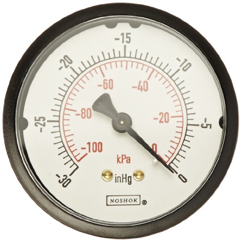 Dial Dial Series Noshok 100 серии ABS со двојна скала што означува мерач на притисок со задниот монтажа, 1-1/2 бирање, +/- 2,5% точност, 0-60
