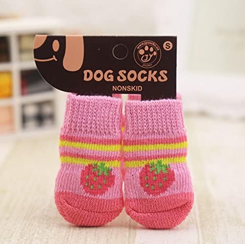 ВЕФСУ 4 Парчиња Божиќно Цртано Печатење Кучешки Чорапи За Мали Средни Кучиња Нелизгачки Чорапи За Кученце За Кученце Заштитници За Внатрешни