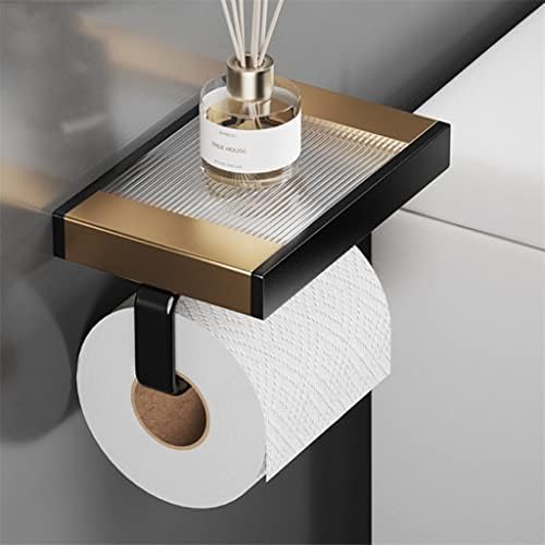 Држач на тоалетна хартија Dloett со полици простор алуминиумска хартиена крпа ролна ткиво закачалка за кујна за бања за бања
