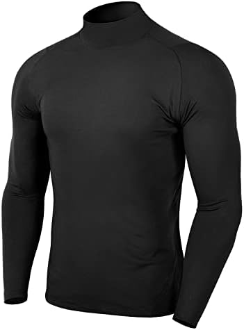 Менс се потсмеваат со долги ракави со долги ракави, лесни кошули за компресија за тренингот што работи термички атлетски основен
