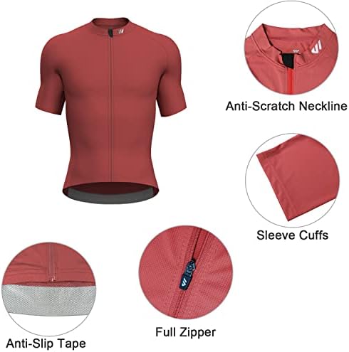 Lo.gas велосипедизам Jerseyерси мажи краток ракав, маички за велосипеди со целосен патент со џебови, облека за велосипеди што дише брзо суво