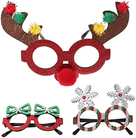 Aboofan 3PCS Преносен креативен празник Божиќ почувствувајќи ги забавите што ги опфаќа чашите реквизити Практични декоративни рамки Фото очила