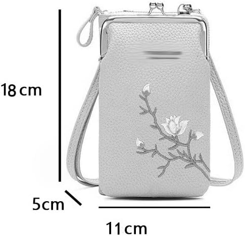 SDFGH мобилна торба за мобилни телефони, женски вкрстени цвеќиња, везени цвеќиња, мобилен телефон торба за паричник, вкрстена торба за
