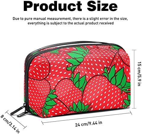 Црвена Јагода Шема Шминка Торба Патент Торбичка Патување Козметички Организатор За Жени И Девојки