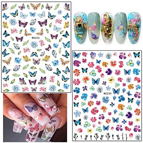 8 чаршави налепници за уметност од пеперутка со 8 чаршафи со налепници за уметност за нокти