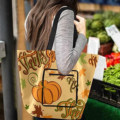 Среќен Денот на благодарноста на Денот на благодарноста, преклопено рамо торбичка, торба за намирници што може да се употреби, тешка
