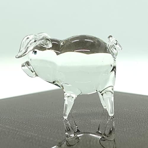 Sansukjai Pig Tiny Figurines Hand Brown Clear стакло уметност животни колекционерски подарок домашен декор