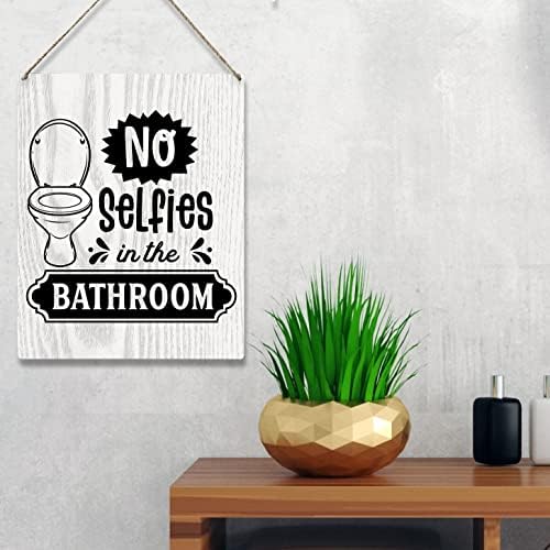 Ретро без селфи во бањата дрвена плакета знак wallид што виси - Земјиште за бања за бања за знак за тоалети за тоалети за тоалети