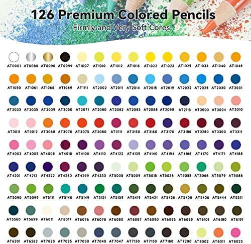 Комплет за моливи во боја на Arrtx за боење на возрасни 126 бои со скица, професионални моливи за боење на меко јадро за уметници