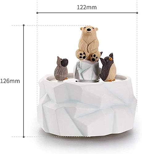 Huangxing - Колекционерски фигурини музички кутии симпатична поларна мечка тема музичка кутија, ротирај животни музичка кутија