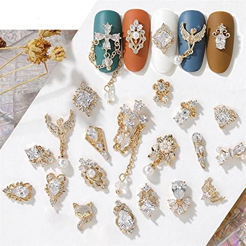 Ноктите уметност rhinestones 2pc 3D метал циркон за нокти Накит Јапонски украси за нокти циркон кристал маникир циркон дијамантски шарми Карии на нокти и ригистони (боја: t,