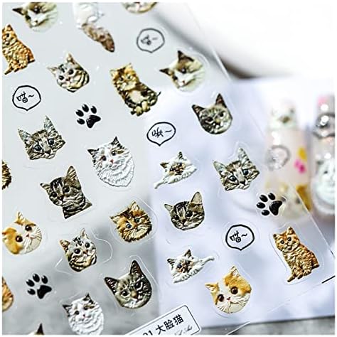 Јапонски стил стил симпатична шема за мачки налепница за нокти за лепак за подобрување на ноктите 5D деца забавно нокти уметност