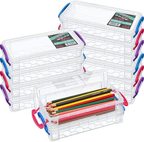 20 парчиња чиста пластична кутија со молив со голем капацитет кутија за моливчиња за молив, стабилна пластична молив, чисти организатори на