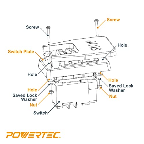 Powertec 71651 110/220V прекинувач за лопатка со завртки за инсталација на кутии за банда, вклопува во табела, рутер маса, вежба за печат, клупа
