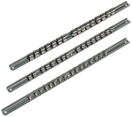 Sealey AK270 Socket Reading Rail Set, 1/4 /3/8 и 1/2 квадратен погон, сребро, 3 парчиња
