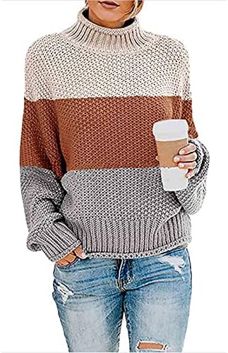 Џемпери за жени модни џемпери плус големина зимска облека за жени со долг ракав обичен плетен џемпер пулвер скокач на врвови