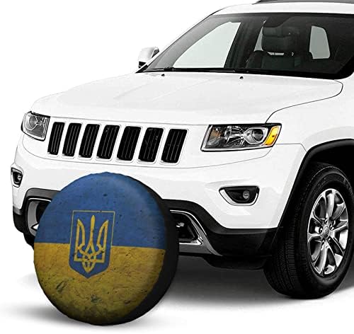 Гроздобер Украина знаме за резервни гуми за резервни гуми Универзално вклопување за приколка, РВ, SUV, камион, црна водоотпорна мека ПВЦ гуми