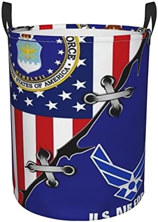 Воздухопловните Сили Ветеран Американското Знаме Перење Алишта Ја Попречуваат Кружната Попречувачка Преклоплива Корпа За Складирање