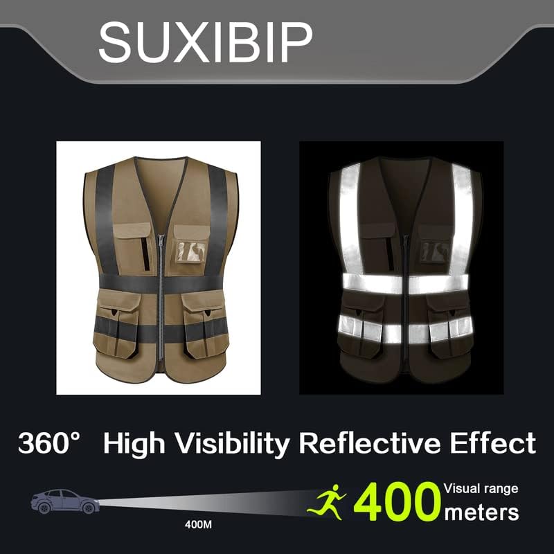 Висока видливост Рефлексивни безбедносни елек мулти џебови hi-vis елек работна облека за безбедност на половината со рефлексивни ленти