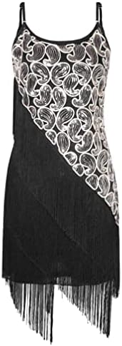 Iiniиним женски искрини секвенци Флапер фустан Латинска сала Танго Тенго Тенсели раб здолниште од 1920 -тите години