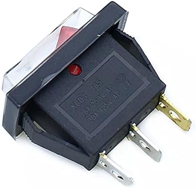 Zlast 1PCS KCD3 прекинувач за напојување 15A/20A 125V/250V 3 Pin Rocker Switch Switch White's Clear Silicone водоотпорен Заштит на обвивката
