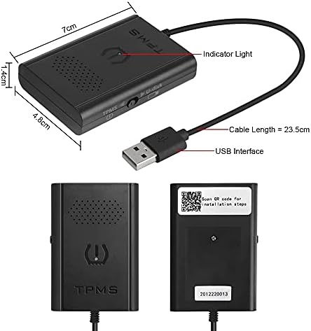 Liruxun USB Android TPMS за автомобилско радио ДВД GPS навигациски плеер за мониторинг на притисок на гуми со 4 внатрешни надворешни сензори