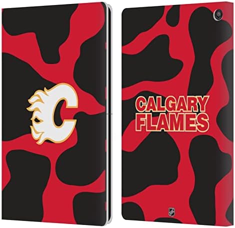 Дизајн на главни случаи официјално лиценциран NHL Jersey Calgary Flame Flame Book Book Cast Cover Cover Coveptable со Fire HD 10