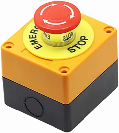 Копче за копче со црвен знак за школка Amsh 1PCS DPST со копче за итни случаи со печурки AC 660V 10A NO+NC LAY37-11ZS