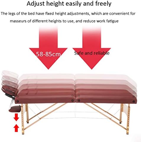Gaoyuhong ljha Масажа кревет, преклопување на цврсто дрво рамка за убавина, кревет прилагодлив салон за тетоважи спа -кревет, капацитет