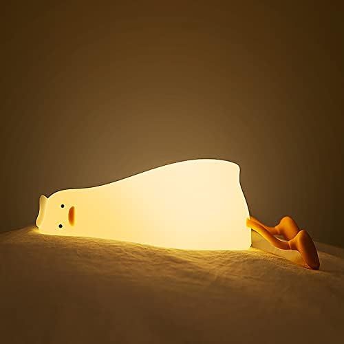 Лежејќи рамна ноќна светлина, силиконска затемнета расадник предводена ламба, предводена лага во мировна патка светилка за спиење,