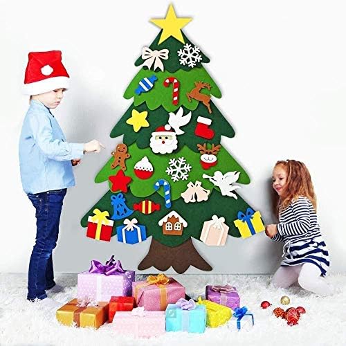 Божиќно дрво DIY рачно изработено почувствувано новогодишни подароци деца играчки вештачки дрвја wallид што висат украси Божиќ за