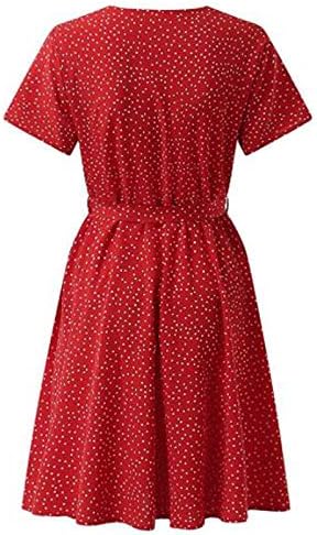 Women'sенски 2023 боемски цветен печатен фустан завиткан V вратот Краток ракав летен обичен проток за замав забава плажа макси фустан