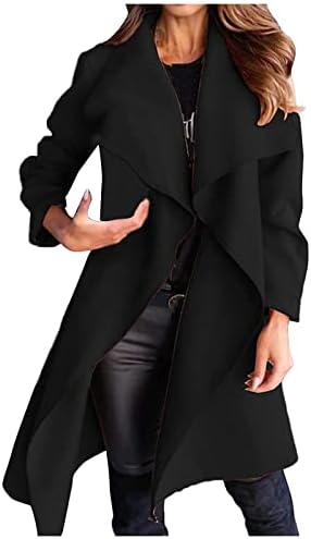 Prdecexlu забава плус големина трендовски палта за жени пролет со долг ракав дебел завој Windbreaker Lapel Super Soft Fit